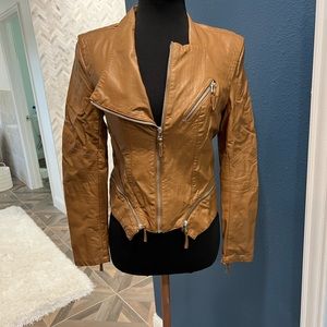 Blank nyc brown faux leather moto jacket